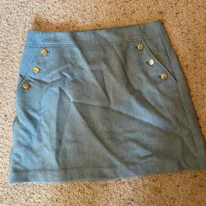 LOFT Blue Winter Mini Skirt with Gold Button Details
